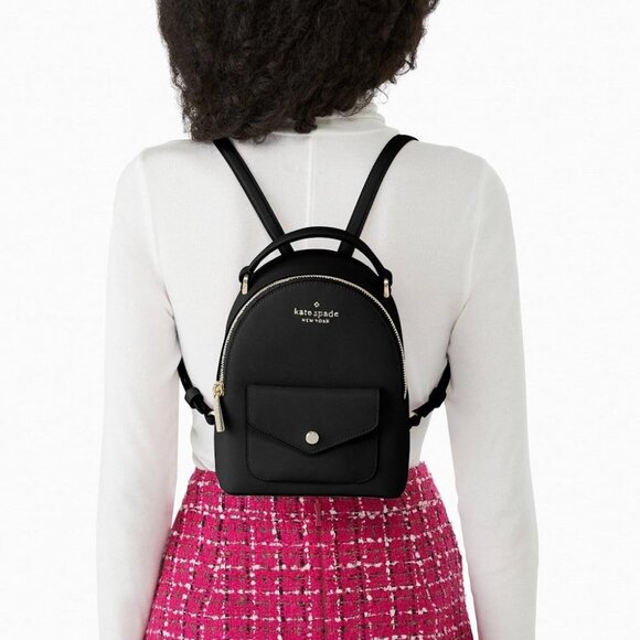 Kate Spade Schuyler Mini Backpack Black Saffiano PVC - Picture 2 of 5